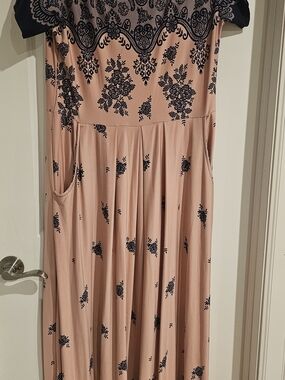 Class Club Blush Pink Maxi Dress with Black Floral Print